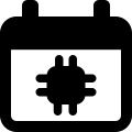 Manufacturing schedule of microprocessor under factory calendar icon