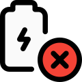 Battery removed or damaged logotype isolated on white background icon