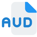 The AUD file extension is a data format used for AUD compressed audio files or sound clips icon