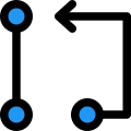 Algorithm diagram from one node to another node pathway icon