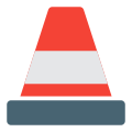 Traffic cone for road maintenance and other services for traffic department icon