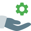 Share setting option with hand and cog symbol icon
