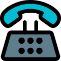 Outdated telephone with a keypad and receiver icon