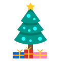 Christmas tree with gifts icon