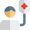 Male patient in a blood transfusion process isolated on a white background icon