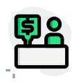 Shopping mall cashier with dollar sign layout icon