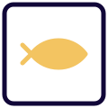 Fish logotype for a fishing point near lake icon