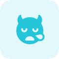 Tired or sleepy devil emoji with sweat drop icon