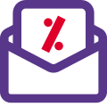 Mail earning pecentage earned in an envelope icon