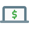 Internet banking and online purchase on laptop computer icon