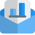 Bar chart report send in mail post in an office envelope icon