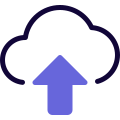 File uploading on a cloud network server with up arrow icon