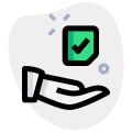 Share election result, hand with tick-mark isolated on a white background icon