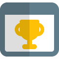 Achievement on web page with winning trophy icon