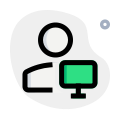 Classic man user using a monitor for real time feedback icon