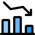 Bar chart with line graph in a decline icon