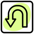 Turn u-turn sign for traffic direction layout icon