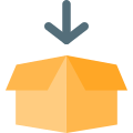 Down direction in open box opening instruction icon