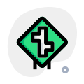 Road with multiple intersection roads on a road sign icon