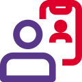 Business official call with client over a smartphone icon