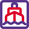 Ship logotype for seaport and logistics layout icon