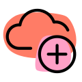 Add data on cloud network storage online icon
