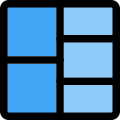 Square block split into several parts icon