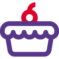 Pie with cherry on top of the cake icon