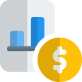 Financial growth bar chart isolated on white background icon