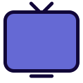 Outdated CRT television set with antenna system icon