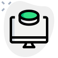 Research and development of medicine done on a computer system icon