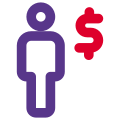 Salary transferred in dollar money tender layout icon