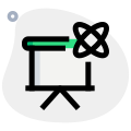 Presentation on whiteboard regarding atomic, chain reaction icon