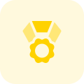 Flower shaped medal reward isolated on white background icon