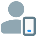 Classic user using web messenger on a smartphone icon