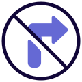 Do not turn right side with Traffic sign board crossed icon