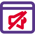 Mute option on webpage tool and service icon