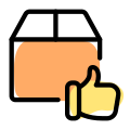 Thumbs up positive feedback of an item delivered timely icon