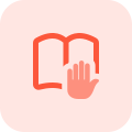 Stop and gesture on a open book isolated on a white background icon