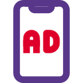 Advertisement displayed on smartphone with notch display icon