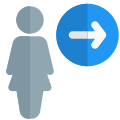 Businesswoman with a right direction arrow indication icon