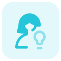 Female user with multiple ideas with lightning bulb logotype icon