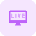 Live telecast of a media content on desktop computer icon