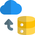 Complete database on cloud server online layout icon