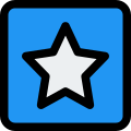 Five-pointed star logotype in a square box icon