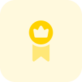 Online membership with crown and single ribbon icon