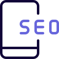 Seo on a cell phone isolated on a white background icon