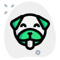 Happy smiling pug dog face with tongue-out emoji icon