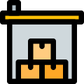 Industrial grade warehouse for material boxes storage icon