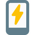 Mobile phone on charging state with lighting bolt logotype icon